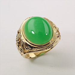 Oval-Cabochon-14K-gold-green-jade-ring