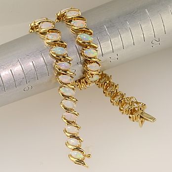14K Yellow Gold Opal & Diamond Bracelet 001-240-00009 | Texas Gold  Connection | Greenville, TX