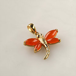 14k-gold-Dragonfly-small-red-jade-pendant